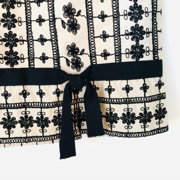 Nanette Lepore Coquette Skirt Women’s 2, Cream with Black Embroidery, Parisian - Picture 5 of 15